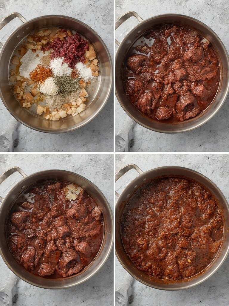 Étapes du boeuf bourguignon