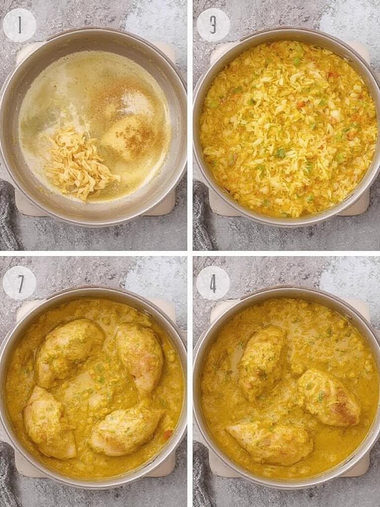 recette poulet au curry steps 1