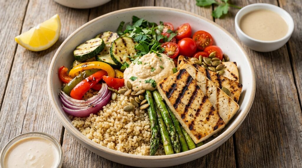 Quinoa bowl grilled vegetables tofu 7ac6c97d4b