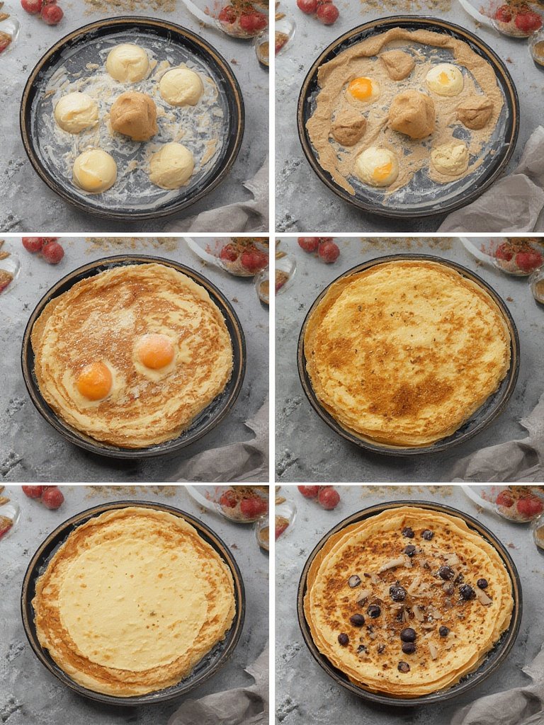 Étapes de préparation de la recette des crêpes