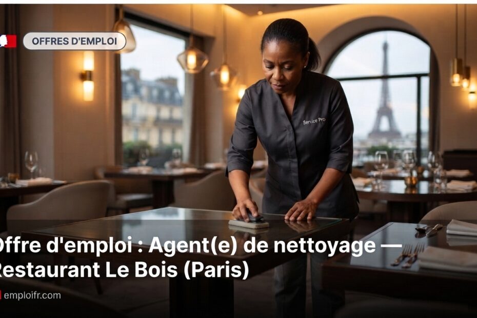 Offre d'emploi : Agent(e) de nettoyage — Restaurant Le Bois (Paris)