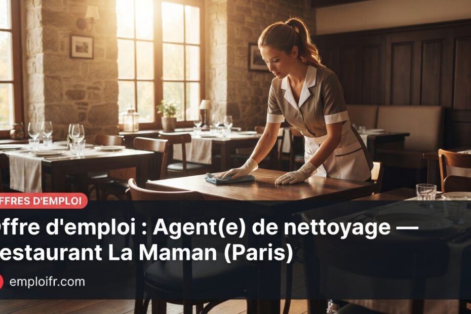 Offre d'emploi : Agent(e) de nettoyage — Restaurant La Maman (Paris)