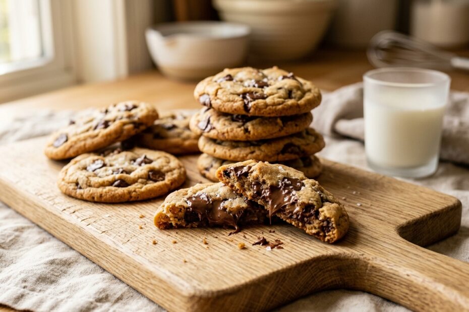 Cookies moelleux maison aux pépites de chocolat encore chauds