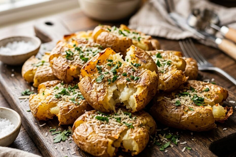 Pommes de terre écrasées croustillantes cuites à l'air fryer
