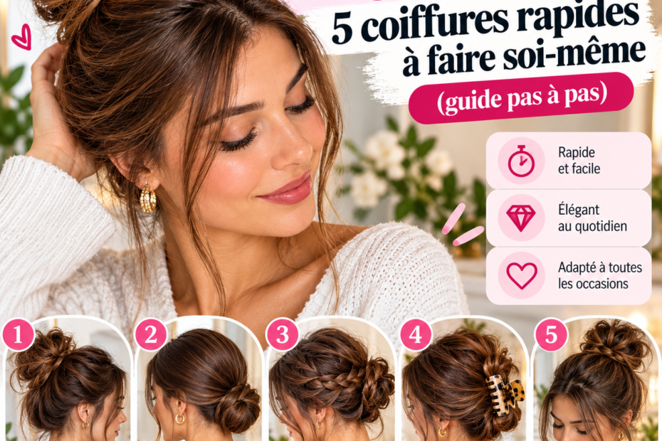 Chignon facile : 5 coiffures rapides à faire soi-même (guide pas à pas)