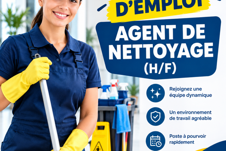 OFFRE D’EMPLOI – AGENT DE NETTOYAGE (H/F)