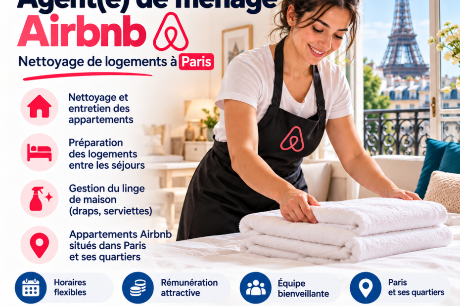 Agent(e) de ménage Airbnb – Nettoyage de logements à Paris