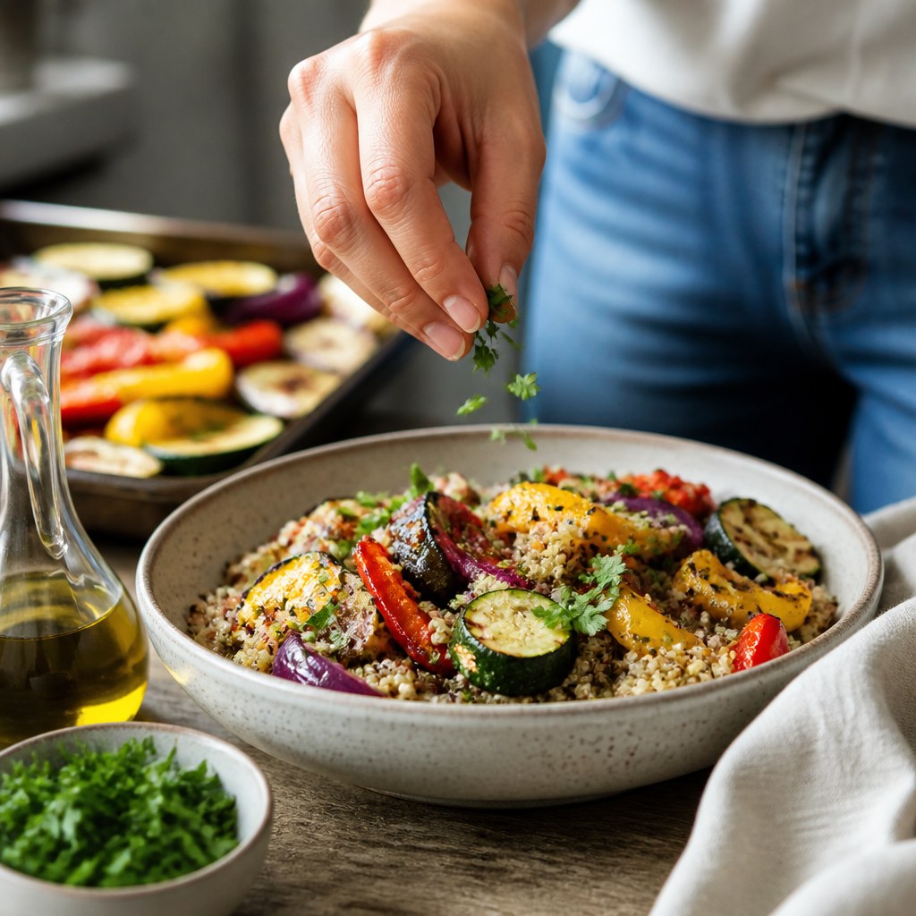 Salade de quinoa aux légumes grillés : repas complet
